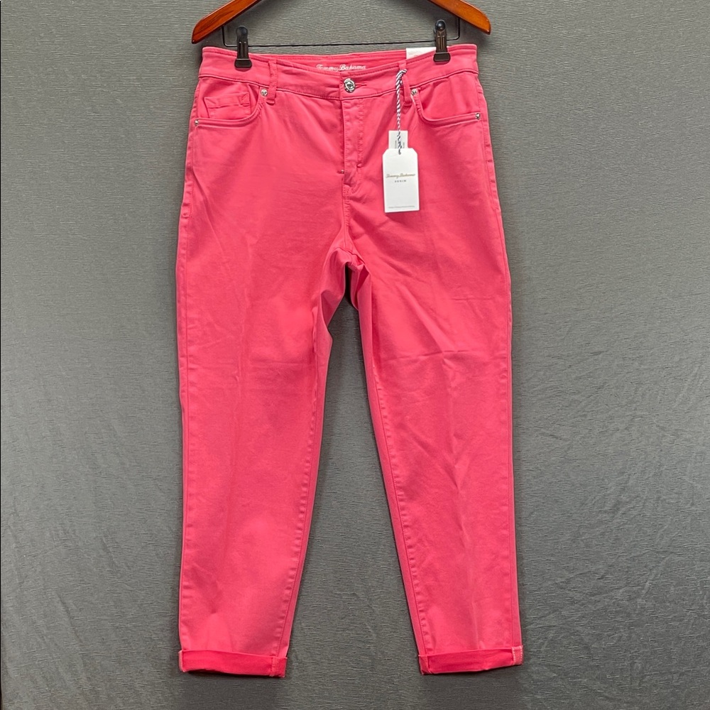 Tommy Bahama Pink Cropped Ankle slim boyfriend Jeans Vibrant Style